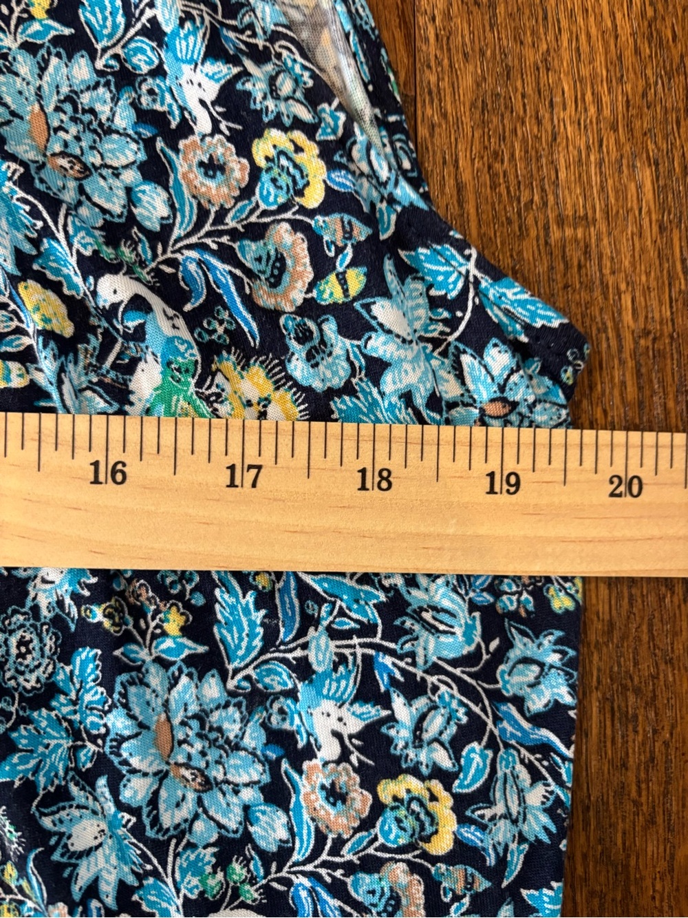 LOFT Teal and Navy Floral Scoop Neck Tank - Picture 7 of 9